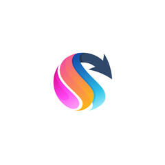 Arrow logo with 3d colorful design, abstract business logos