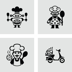 Pizza Chef Robot Icons  A Set of Deliciously Designed Culinary Illustrations