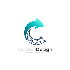 C logo and arrow design combination, technology design vector
