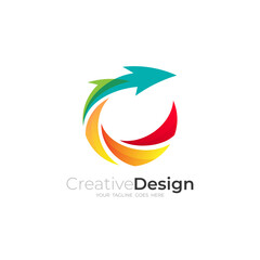 logo of a darting arrow in a circle in a colorful style