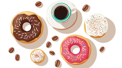 Delicious Donuts and Coffee Cup in Bakery Setting