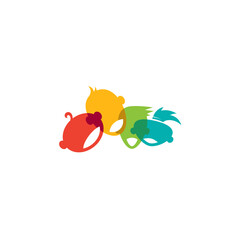 Logo of happy children playing in kindergarten, Charity care logos