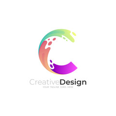 a logo of colorful paint spilling out to form the letter C