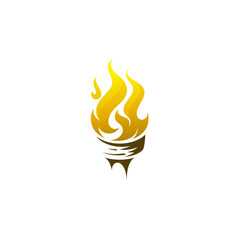 logo of a torch with burning fire, logo of eternal flame