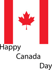 Happy Canada Day with Canadian Flag – Red Maple Leaf and Bold Typography for National Holiday Celebrations and Patriotic Design Projects