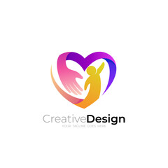 People care logo and heart design template, charity design