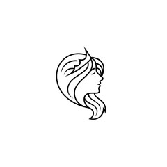 logo of a beautiful queen wearing her crown, line style