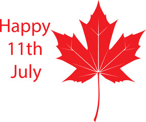 Red Maple Leaf with ‘Happy 11th July’ Text – Unique Celebration Design Combining Canadian Symbolism with a Custom Date for Events, Anniversaries, or Personal Milestones