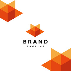 Mosaic Triangle Fox Box Logo Design. Simple Fox head Mosaic Triangle Logo Design.
