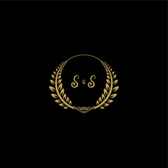 SS beautiful feminine and elegant wedding monogram initial logo with circle floral gold