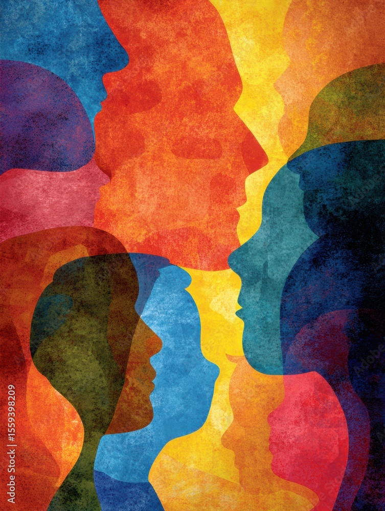 Poster visual guide for discussing autism with children in a colorful, abstract representation of diversity