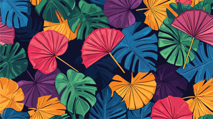 Fun and Colorful Party Umbrellas Pattern in Flat Vector Illustration