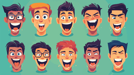 Funny Expression Facial Flat Vector Illustration