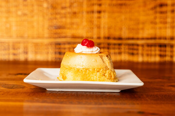 Vanilla flan on a plate