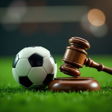 Football Governance: Legal Decisions in Stadium Setting. Excellent for use in presentations, articles, or marketing materials discussing sports management, legal battles in sports