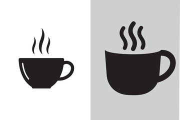 Two Coffee Cups, One White and One Gray, with Steam Rising, Minimalist Design for a Cozy Morning Beverage