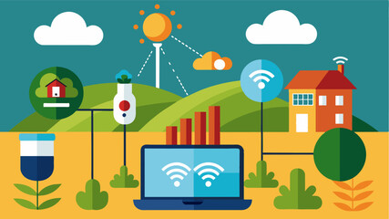 A realtime monitoring system using IoT devices to track and alert farmers of any changes in crop quality factors such as pH levels or foreign contaminants.. Vector illustration