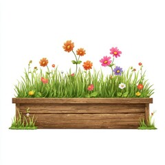 Colorful Flowers in Rustic Wooden Planter Box