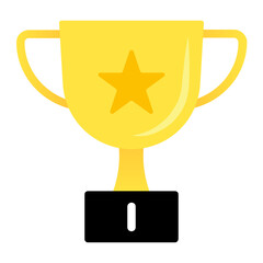 gold trophy icon in flat style