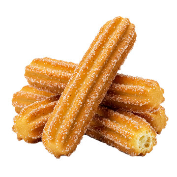 delicious sugar-coated churros isolated on white background

