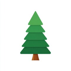 Fototapeta premium Simple Green Evergreen Tree Illustration on White Background