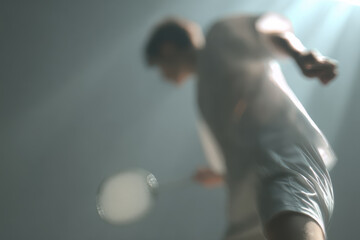 dynamic portrait of badminton player captured in motion expressing inspiration