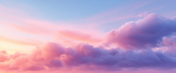 Fototapeta premium Ethereal Cloudscape Soft Pink, Purple, and Blue Sky at Dusk, Serene and Dreamy