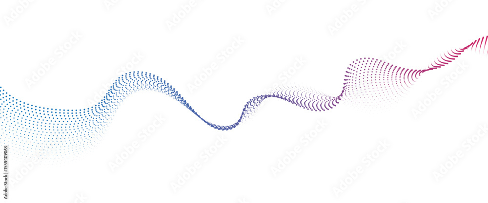 Poster abstract flowing wave made of a halftone dot pattern. dynamic data wave technology background with a