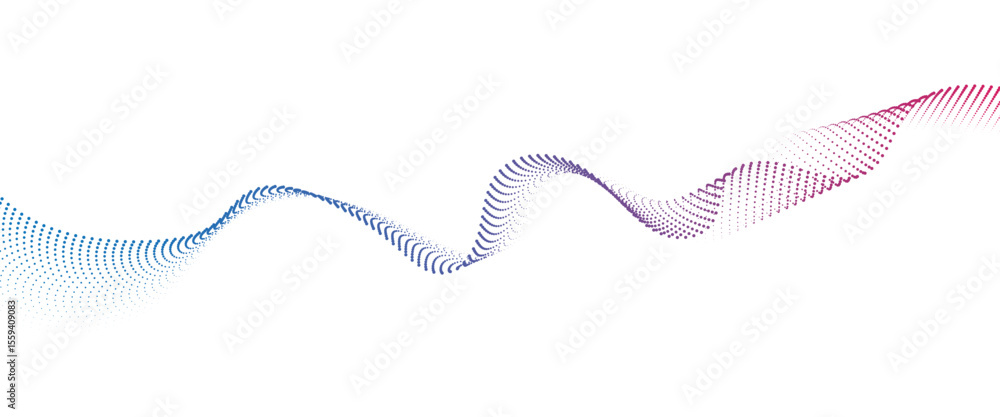 Poster abstract flowing wave made of a halftone dot pattern. dynamic data wave technology background with a