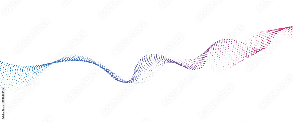 Poster abstract flowing wave made of a halftone dot pattern. dynamic data wave technology background with a