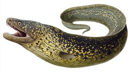 Highly Detailed Vector Illustration of a Moray Eel: A stunningly realistic vector illustration of a moray eel, perfect for scientific publications, educational materials, marine biology resources.