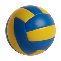 Fototapeta premium A professional sports volleyball with vibrant blue and yellow panels, ready for dynamic play