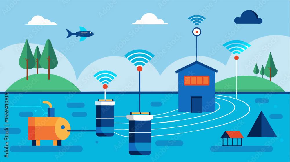 Poster a wireless sensor network that sends realtime data on water quality to a central control station all