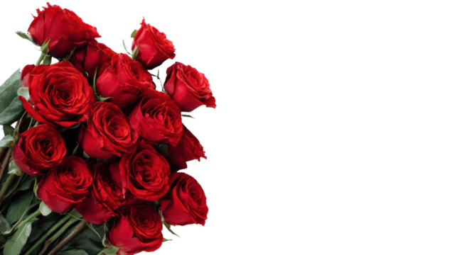 A beautiful bouquet of red roses on a white isolated background. - Powered by Adobe