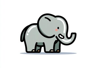 Fototapeta premium Cute Gray Cartoon Elephant Pixel Art Illustration