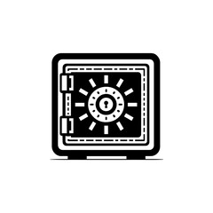 A black and white illustration of a secure, closed safe, symbolizing protection and security.