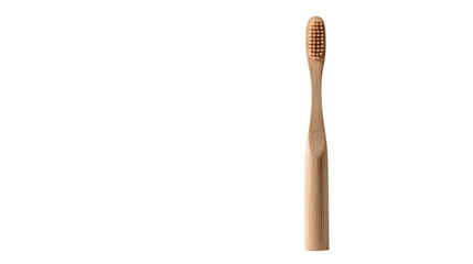 Obraz premium Natural bamboo toothbrush on white isolated background, eco-friendly dental hygiene.