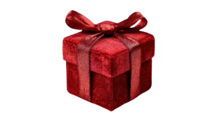 Red velvet gift box with a bow, perfect for celebrations and special occasions.