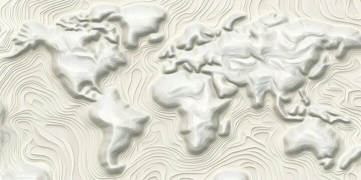 Topographic map background, vector line art, simple design, white and gray color palette, topographical lines, seamless pattern.