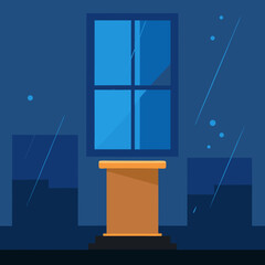 This 3D vector illustration depicts a celestial door to the sky, a symbolic art design on a steel pedestal, perfect for presentations