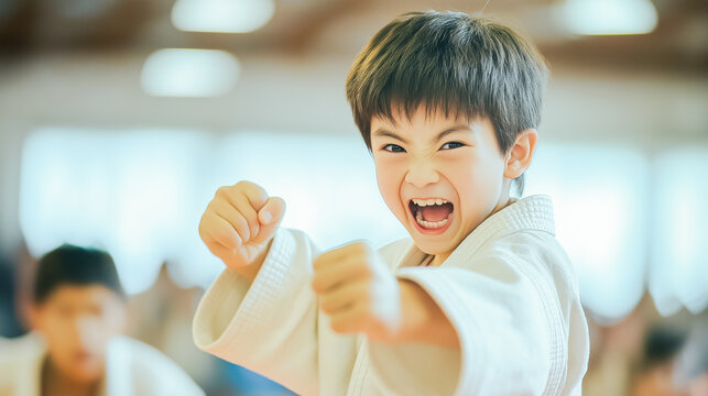 格闘技家　日本人 侍 男の子 空手家 武術家 柔道家 極真空手 型 幼児  KARATE JUDO DOUGI NINJA