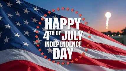 Waving american flag with fireworks 4th of july independence day - Powered by Adobe