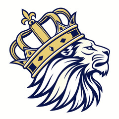 Royal Lion King Logo Crowned Lion Head Mascot Vector | Powerful Regal Animal Symbol for Sports, Luxury, or Branding