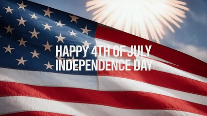 Waving american flag with fireworks independence day celebration - Powered by Adobe