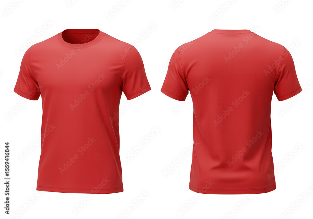 Poster a red tshirt mockup, isolated on transparent background, showing both the front and back views for d