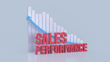 The Sales performance and chart for Business concept 3d Rendering.