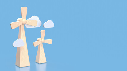 The Windmill for clean energy  for ecology concept 3d Rendering.