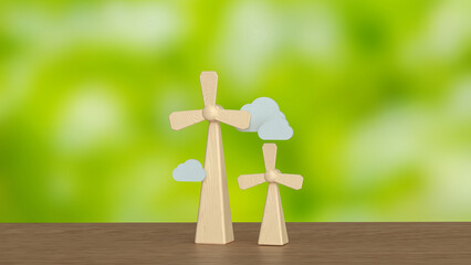 The Windmill for clean energy  for ecology concept 3d Rendering.