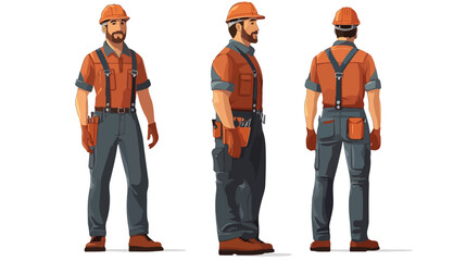 Professional Engineer Wearing Hard Hat Flat Vector Illustration