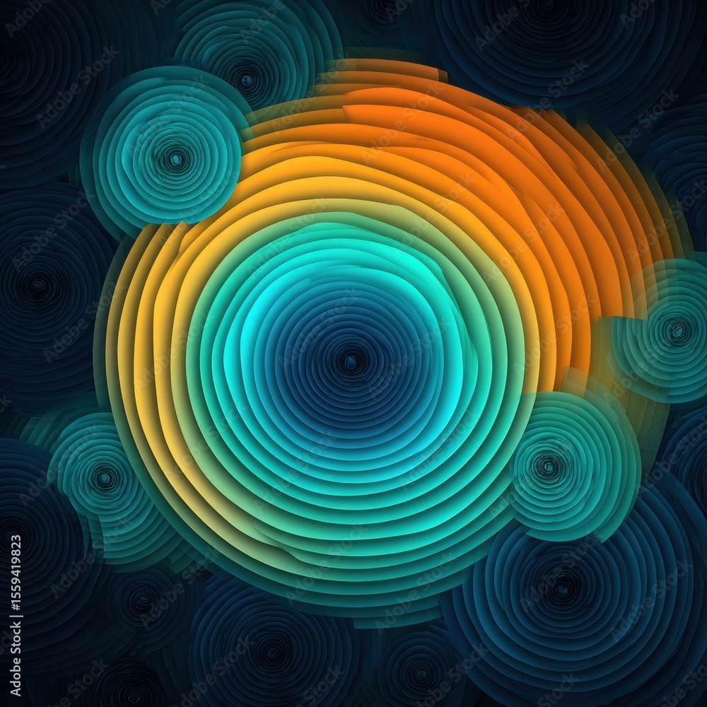 Aufkleber abstract concentric circles design colorful gradient swirls vibrant background artistic texture